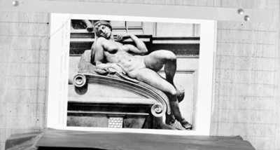 Estudio de figura femenina, escultura de Miguel Ángel, detalle