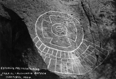 Petroglifo de estudio preparatorio del calendario azteca