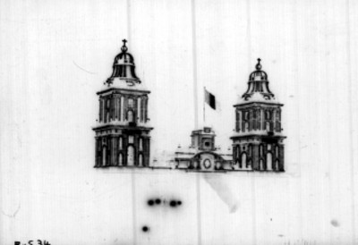 Iluminación de la Catedral Metropolitana durante los festejos del centenario, ciudad de México