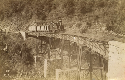 Ferrocarril transita sobre el puente de las cumbres de Maltrata