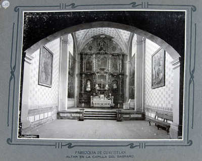 Altar y retablo, capilla del Sagrario