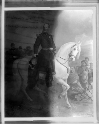 Pintura al óleo del emperador Maximiliano a caballo en el Salón Histórico del Museo