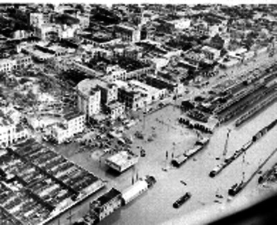 Inundación de las principales calles de Tampico, panorámica
