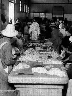Mercado de vísceras, en el rastro