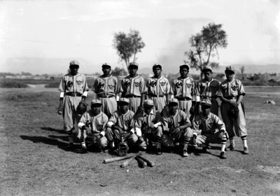 Equipo de beisbol EM y equipo deportivo, retrato de grupo