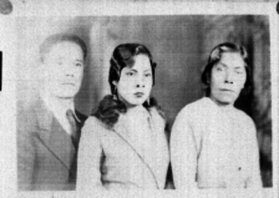 Mujeres en compañía de un hombre, retrato
