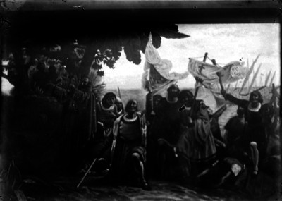 Cristóbal Colón a su llegada a América, pintura de caballete