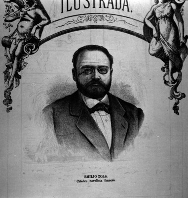 Emilio Zola; célebre novelista francés, retrato, grabado.