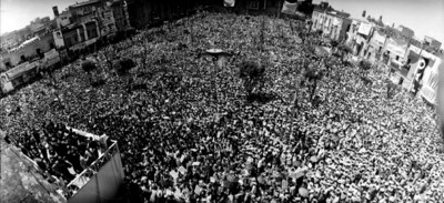 Mitin multitudinario en apoyo a López Mateos, durante su campaña política en Guadalajara