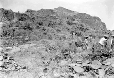 Hombres trabajan en el desmonte de La Quemada