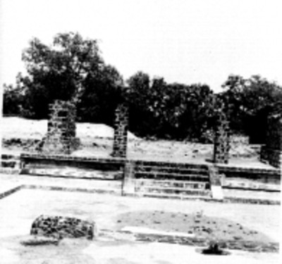 Templo en restauración en el sitio de Atetelco, Teotihuacán