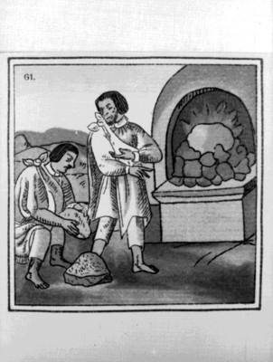 Escena de los trabajos de orfebrería, códice Florentino libro IX, lámina 61