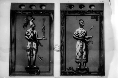 Litografía de los relieves ornamentales del Templo de las Inscripciones, reprografía