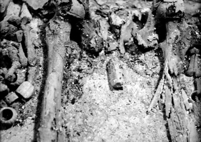 Detalle de la pelvis de Pakal, osamenta