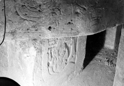 Basamento de la tumba de Pakal durante su restauración, detalle