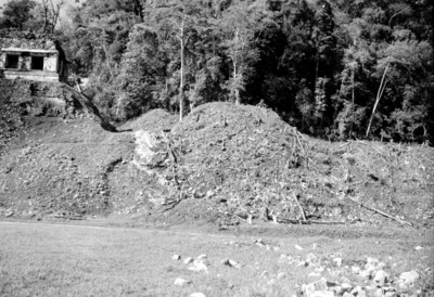 Montículo en proceso de exploración en Palenque