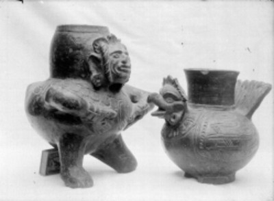 Vasijas antropomorfa y zoomorfa realizadas en cerámica