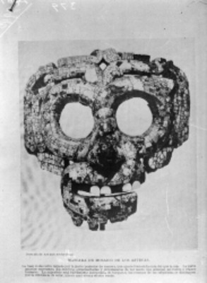 Máscara de manufactura Azteca elabora con mosaicos de turquesa