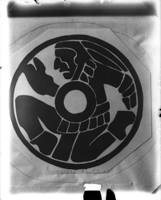 Diseño prehispánico de un guerreo, reprografía