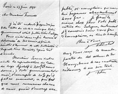Carta del Duque de Loubat dirigida a Francisco del Paso y Troncoso