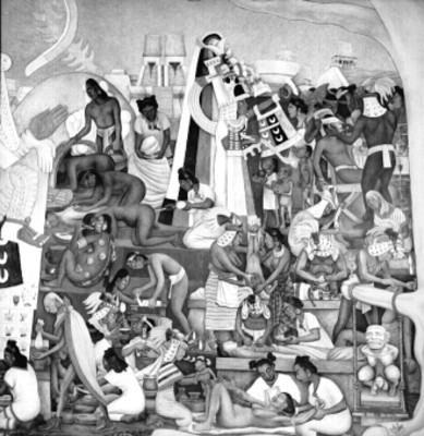 La medicina prehispánica, pintura mural