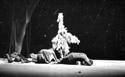 Bailarines en escenario del Tearo del Bosque durante función de ballet