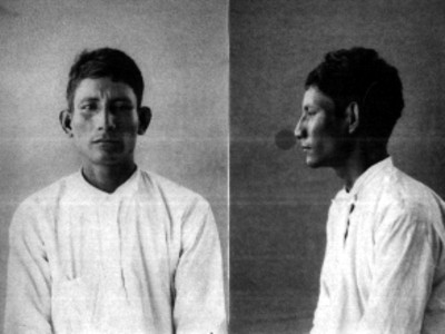 Joven indígena, frente y perfil, retrato