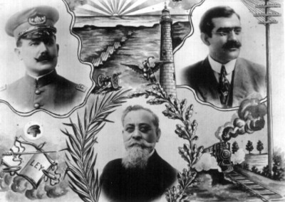 Fotomontaje de Álvaro Obregón, Pablo González y Venustiano Carranza