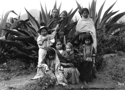 Mexican family maguey field familia mexicana frente a un magueyal en el campo, reprografía