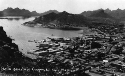 Vista panorámica de Guaymas en Sonora, tarjeta postal