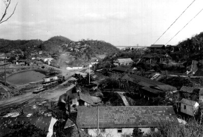 Ferrocarril cruza el poblado de Manzanillo, panorámica
