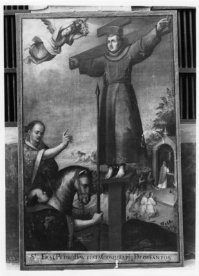 Santo Fray Pedro Bautista comisario de los Santos, lienzo exhibido en Museo Regional de Guadalupe