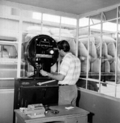 Camión cargado de trigo pesandose en el patio de un almacén en Irapuato