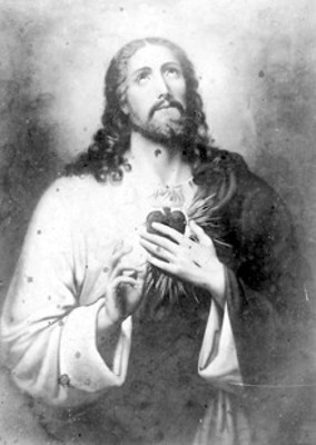 Tarjeta postal con la imagen del Sagrado Corazón de Jesús