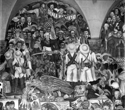 Mural titulado Historia de México, detalle