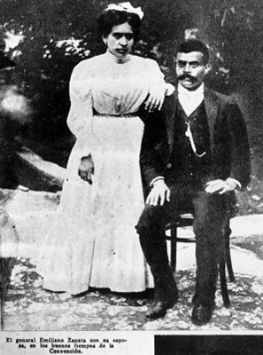 Emiliano Zapata y su esposa Josefa Espejo, retrato