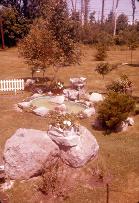 Jardin con fuente, paisaje