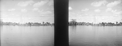 Lago, islas y fuente en Chapultepec, estereoscópica