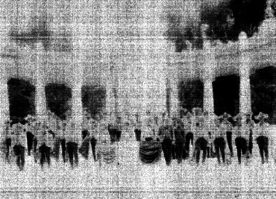 Juan Torreblanca, Músico acompañado de Juan Nepomuceno y la orquesta típica de México en el hemiciclo a Juárez, retrato de grupo