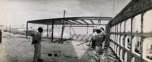 "Aspecto de la estructura de lo que será la Terraza de la escuela que se está construyendo en el edificio sindical de la sección Guadalajara del STERM"