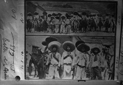 Emiliano Zapata con su Estado Mayor, reprografía bibliográfica