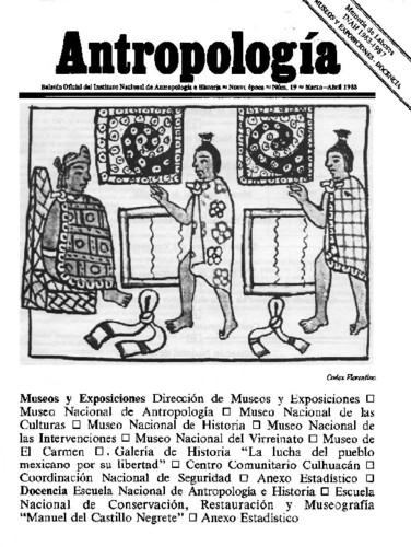Antropología Núm. 19 (1988) Memoria de Labores INAH 1983-1987. Museos y Exposiciones - Docencia