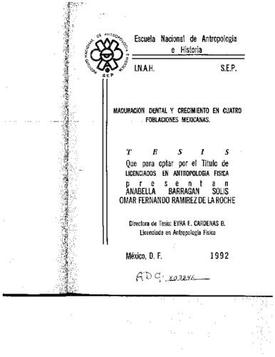 Maduración dental y crecimiento en cuatro poblaciones mexicanas