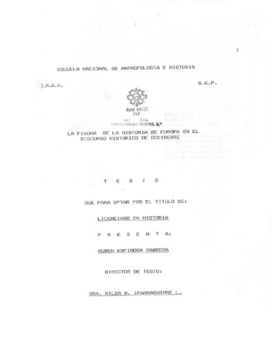 La figura de la historia de Europa en el discurso histórico de Occidente