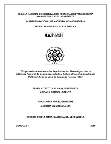 Proyecto de exposición sobre la polisemia del libro antiguo para la Biblioteca Nacional de México
