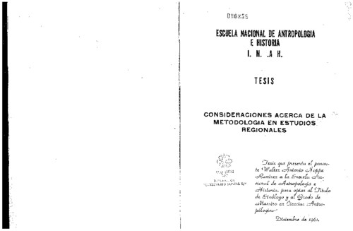 Consideraciones acerca de la metodología en estudios regionales