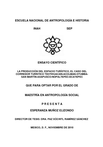 La producción del espacio turístico, el caso del corredor turístico Teotihuacan-Acolman-Otumba-San Martín-Axapusco-Nopaltepec-Ecatepec