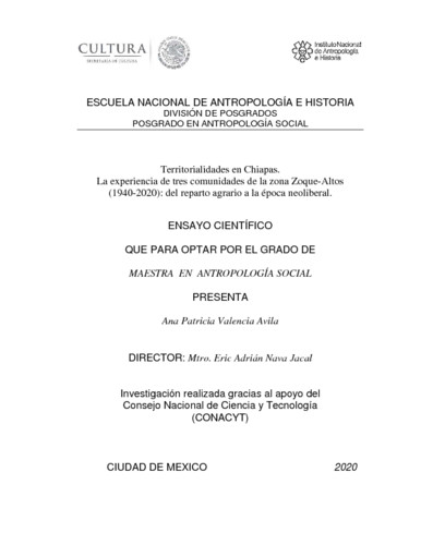 Territorialidades en Chiapas, La experiencia de tres comunidades de la zona Zoque-Altos (1940-2020)