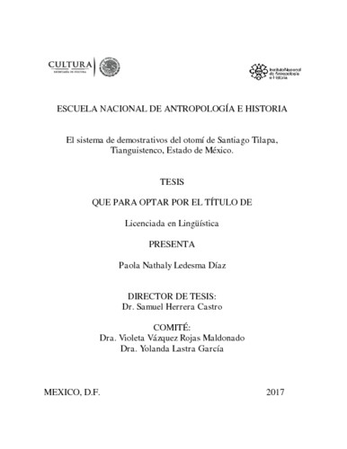 El sistema de demostrativos del otomi de Santiago Tilapa, Tianguistenco, Estado de México