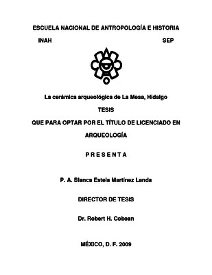 La cerámica arqueológica de La Mesa, Hidalgo